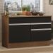 Balcão de Pia Armário de Cozinha 120 cm 1 Porta e 2 Gavetas (Com Tampo) Rustic/Preto Glamy Madesa