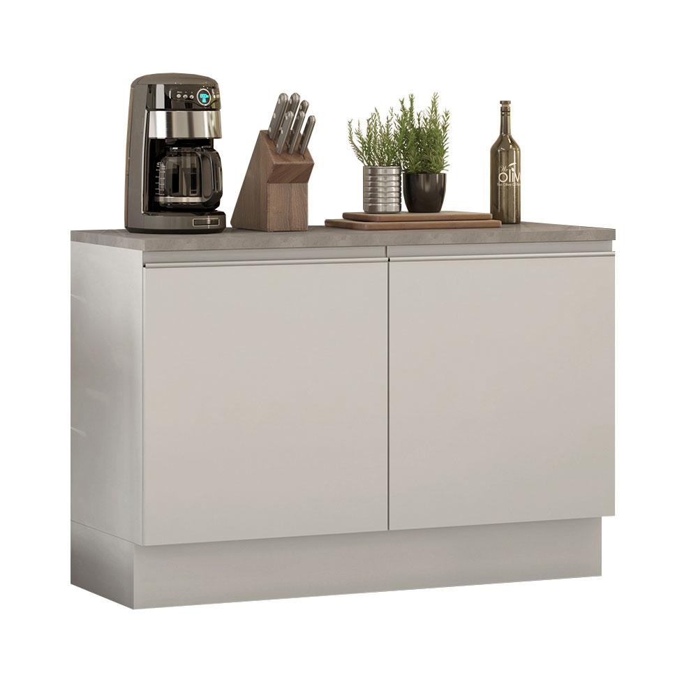 Balcão de Pia Armário de Cozinha 120 cm 2 Portas (Com Tampo) Branco Glamy Madesa