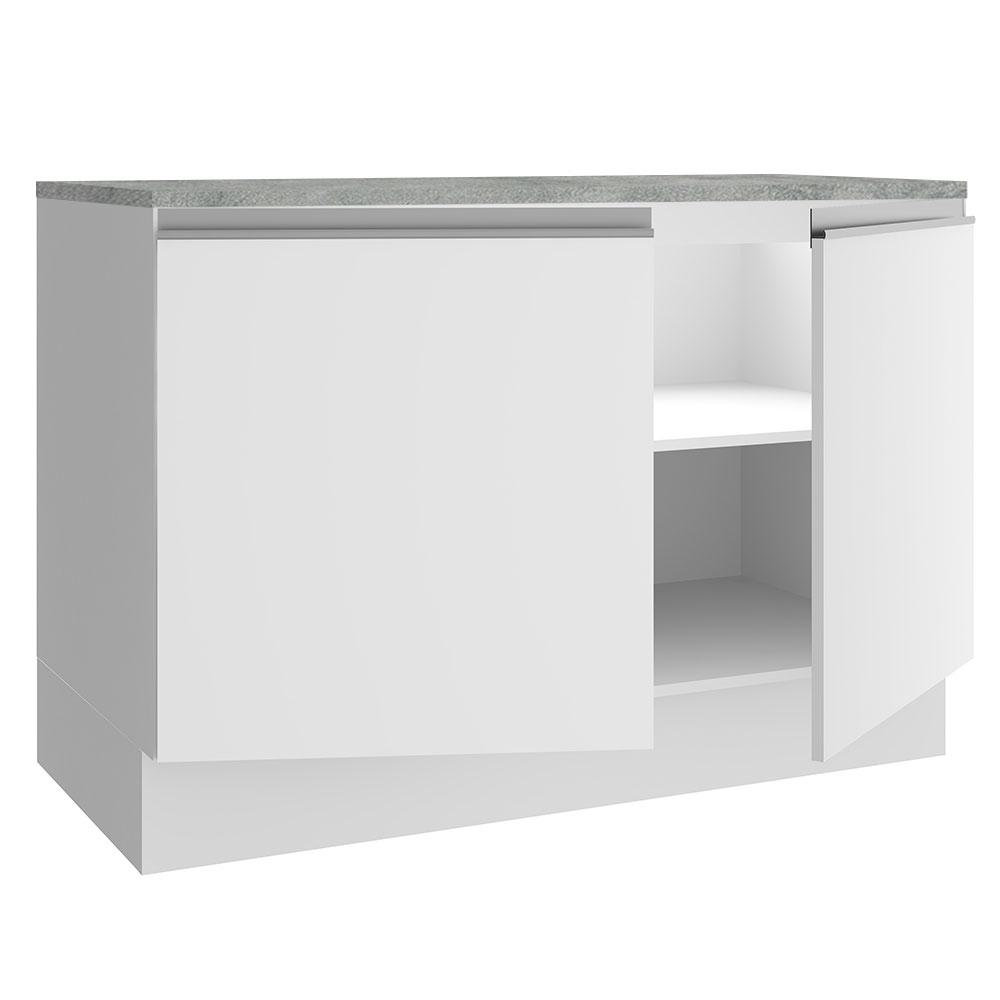 Balcão de Pia Armário de Cozinha 120 cm 2 Portas (Com Tampo) Branco Glamy Madesa