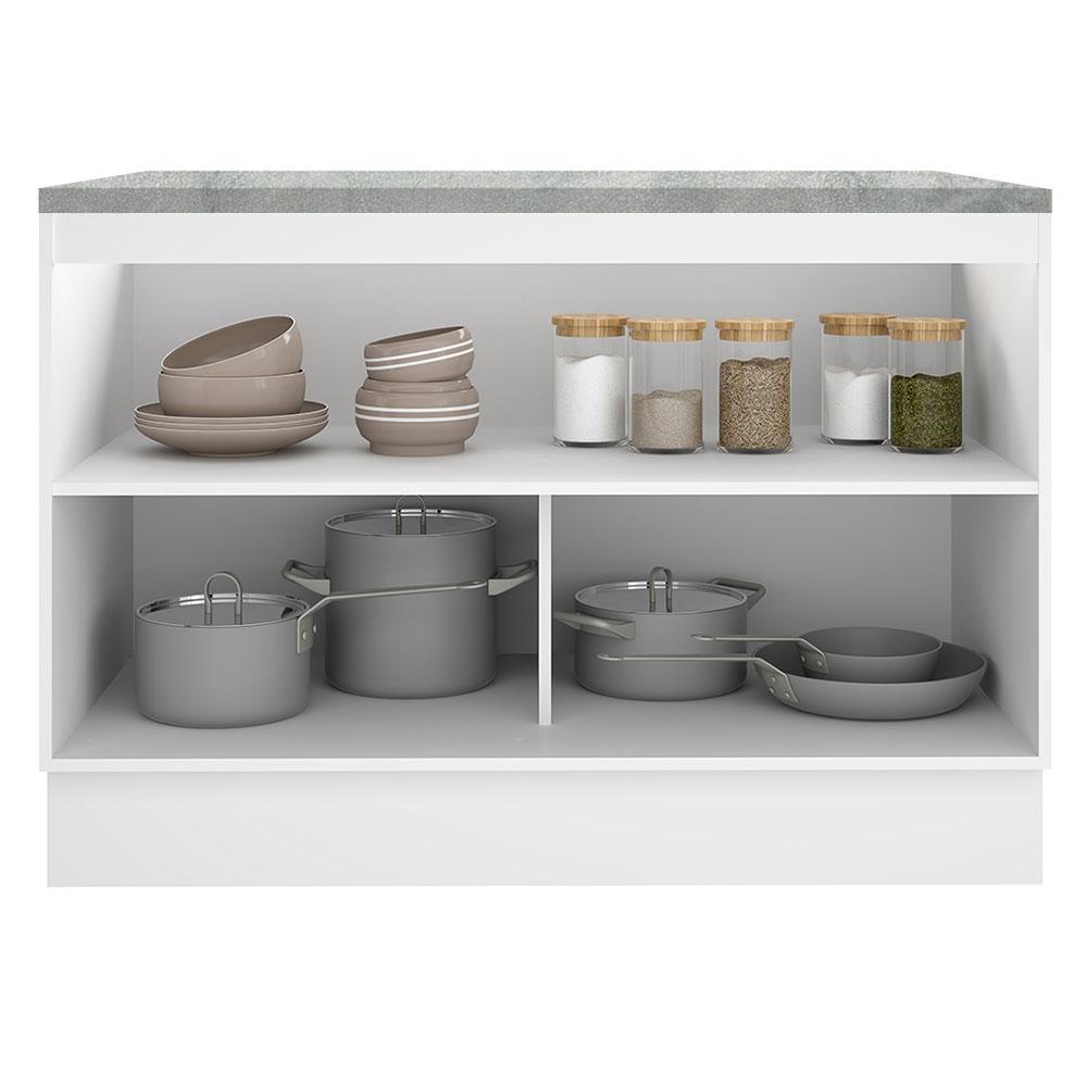 Balcão de Pia Armário de Cozinha 120 cm 2 Portas (Com Tampo) Branco/Rustic Glamy Madesa
