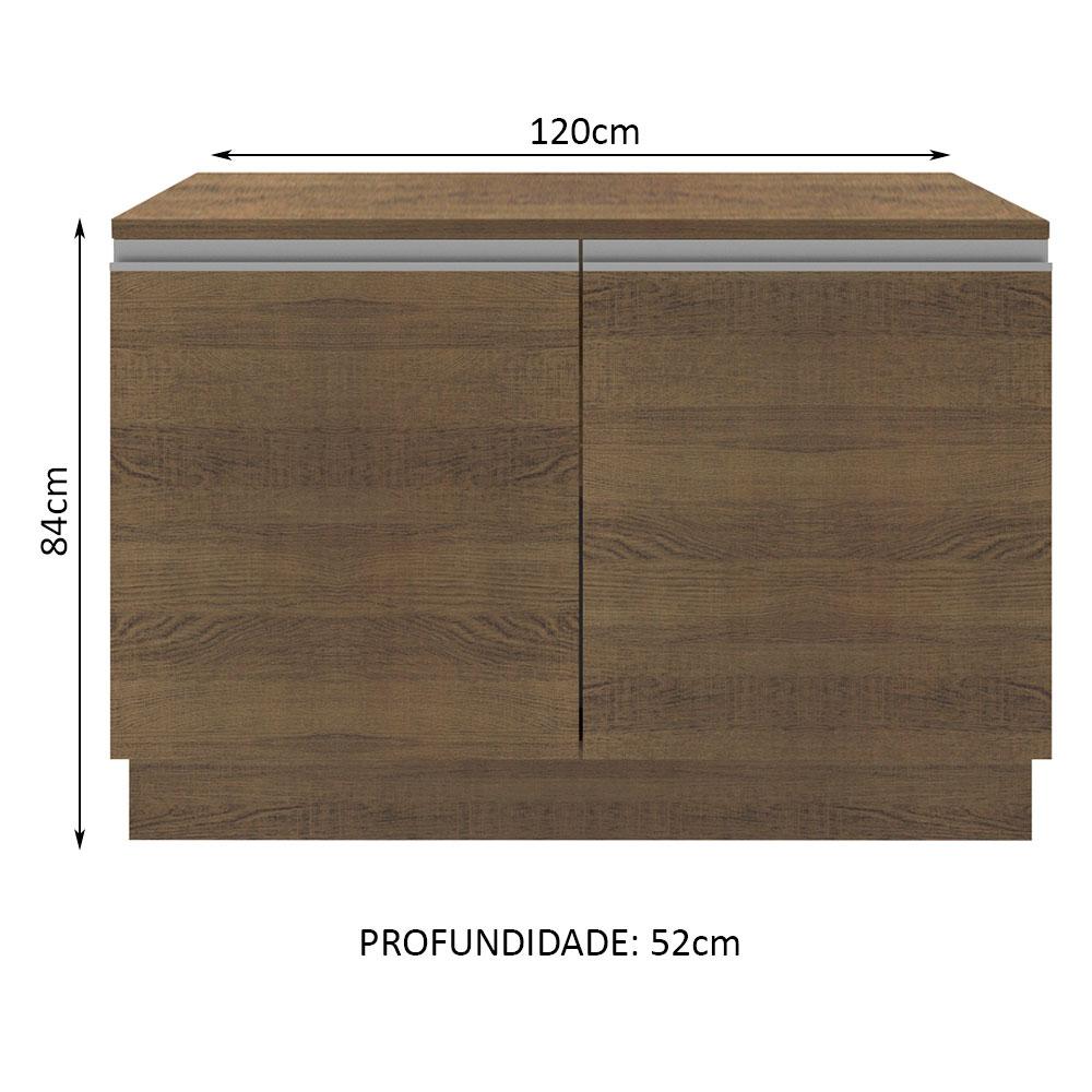 Balcão de Pia Armário de Cozinha 120 cm 2 Portas (Com Tampo) Rustic Glamy Madesa