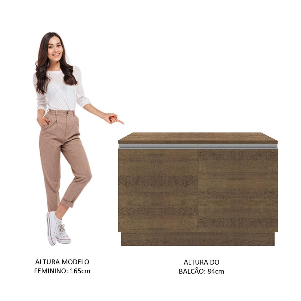 Balcão de Pia Armário de Cozinha 120 cm 2 Portas (Com Tampo) Rustic Glamy Madesa