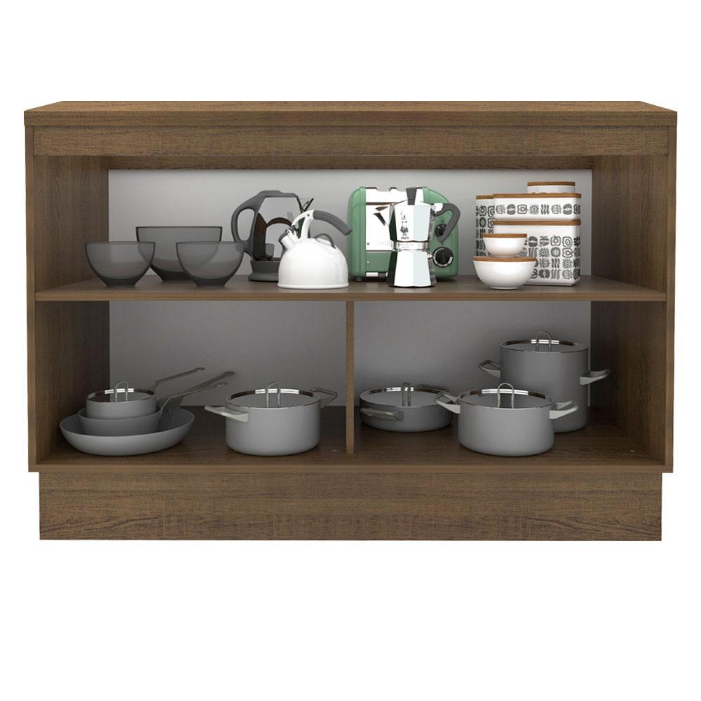Balcão de Pia Armário de Cozinha 120 cm 2 Portas (Com Tampo) Rustic/Branco Glamy Madesa