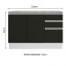 Balcão de Pia Armário de Cozinha 120 cm 2 Portas e 3 Gavetas (Com Tampo) Branco/Preto Glamy Madesa