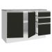 Balcão de Pia Armário de Cozinha 120 cm 2 Portas e 3 Gavetas (Com Tampo) Branco/Preto Glamy Madesa