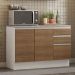 Balcão de Pia Armário de Cozinha 120 cm 2 Portas e 3 Gavetas (Com Tampo) Branco/Rustic Glamy Madesa