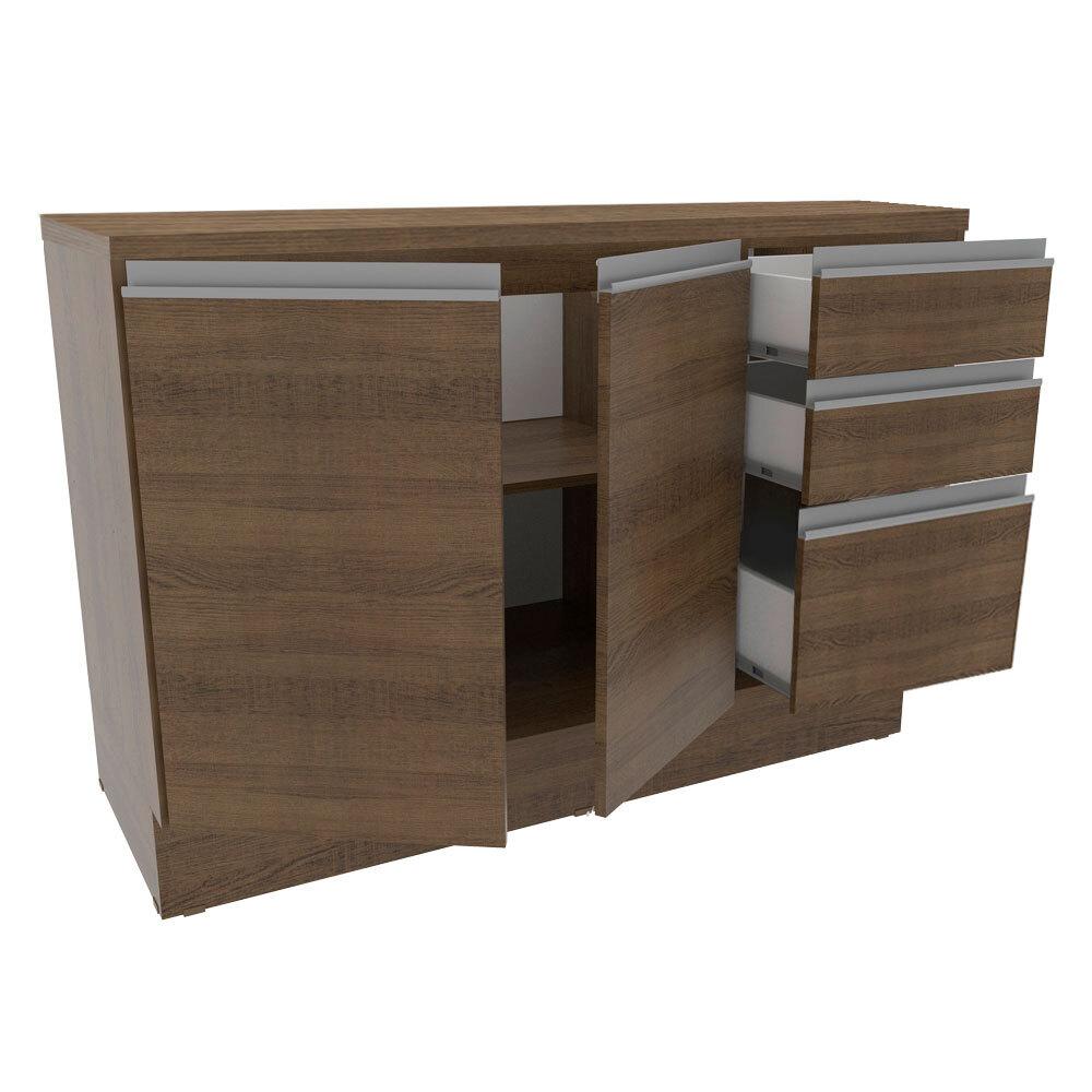 Balcão de Pia Armário de Cozinha 120 cm 2 Portas e 3 Gavetas (Com Tampo) Rustic Glamy Madesa