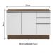 Balcão de Pia Armário de Cozinha 120 cm 2 Portas e 3 Gavetas (Com Tampo) Rustic/Branco Glamy Madesa