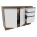Balcão de Pia Armário de Cozinha 120 cm 2 Portas e 3 Gavetas (Com Tampo) Rustic/Branco Glamy Madesa