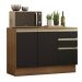 Balcão de Pia Armário de Cozinha 120 cm 2 Portas e 3 Gavetas (Com Tampo) Rustic/Preto Glamy Madesa