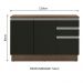 Balcão de Pia Armário de Cozinha 120 cm 2 Portas e 3 Gavetas (Com Tampo) Rustic/Preto Glamy Madesa