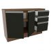 Balcão de Pia Armário de Cozinha 120 cm 2 Portas e 3 Gavetas (Com Tampo) Rustic/Preto Glamy Madesa