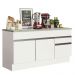 Balcão de Pia Armário de Cozinha 150 cm 2 Portas e 2 Gavetas (Com Tampo) Branco Glamy Madesa
