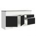 Balcão de Pia Armário de Cozinha 150 cm 2 Portas e 2 Gavetas (Com Tampo) Branco/Preto Glamy Madesa