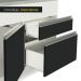 Balcão de Pia Armário de Cozinha 150 cm 2 Portas e 2 Gavetas (Com Tampo) Branco/Preto Glamy Madesa