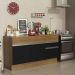 Balcão de Pia Armário de Cozinha 150 cm 2 Portas e 2 Gavetas (Com Tampo) Rustic/Preto Glamy Madesa