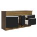 Balcão de Pia Armário de Cozinha 150 cm 2 Portas e 2 Gavetas (Com Tampo) Rustic/Preto Glamy Madesa
