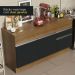 Balcão de Pia Armário de Cozinha 150 cm 2 Portas e 2 Gavetas (Com Tampo) Rustic/Preto Glamy Madesa