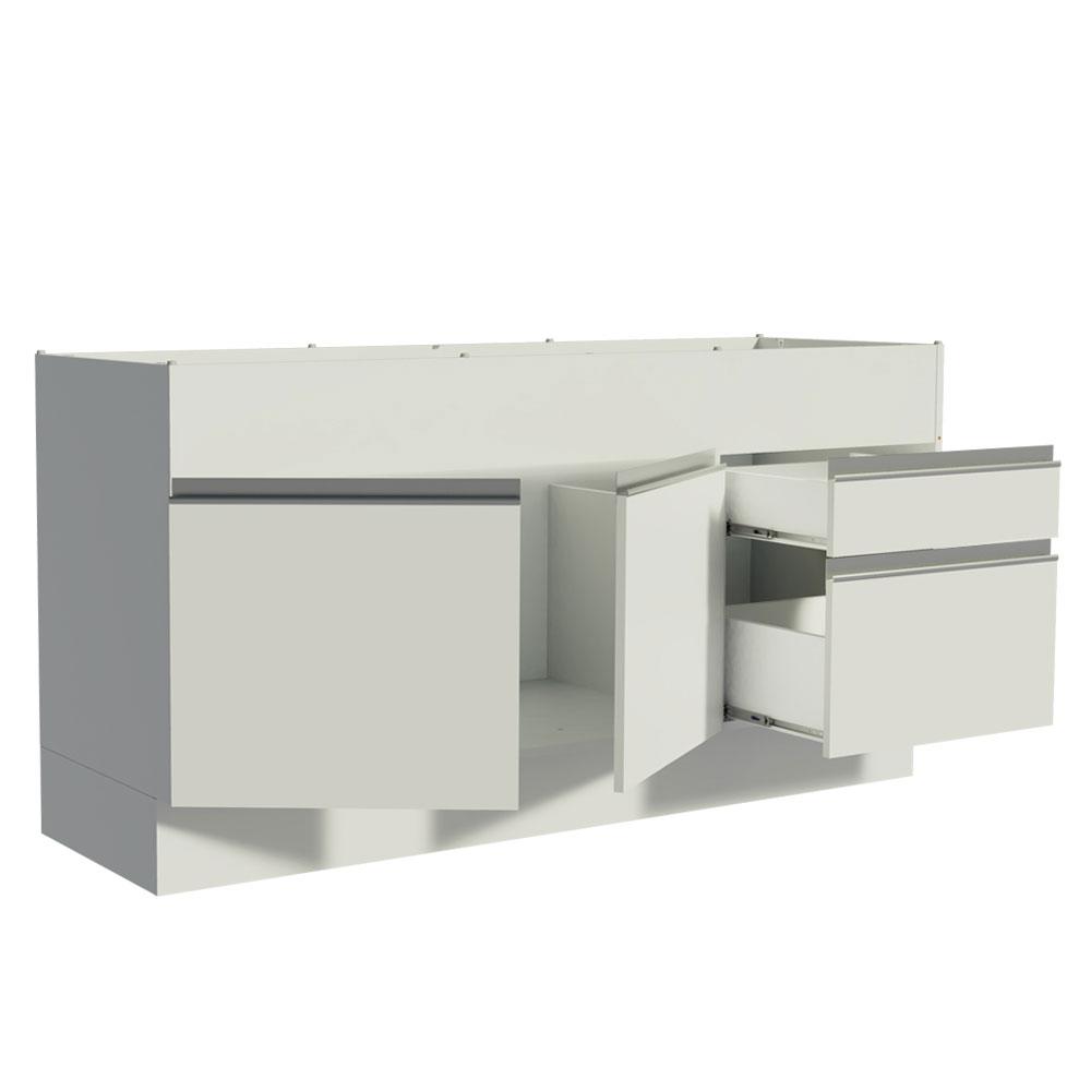 Balcão de Pia Armário de Cozinha 150 cm 2 Portas e 2 Gavetas (Sem Tampo e Pia) Branco Glamy Madesa