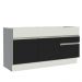 Balcão de Pia Armário de Cozinha 150 cm 2 Portas e 2 Gavetas (Sem Tampo e Pia) Branco/Preto Glamy Madesa