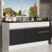 Balcão de Pia Armário de Cozinha 150 cm 2 Portas e 2 Gavetas (Sem Tampo e Pia) Branco/Preto Glamy Madesa
