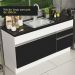 Balcão de Pia Armário de Cozinha 150 cm 2 Portas e 2 Gavetas (Sem Tampo e Pia) Branco/Preto Glamy Madesa