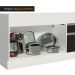 Balcão de Pia Armário de Cozinha 150 cm 2 Portas e 2 Gavetas (Sem Tampo e Pia) Branco/Preto Glamy Madesa