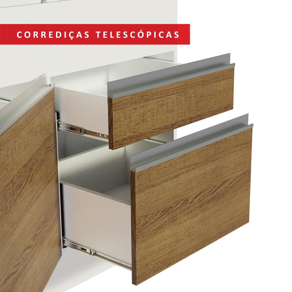 Balcão de Pia Armário de Cozinha 150 cm 2 Portas e 2 Gavetas (Sem Tampo e Pia) Branco/Rustic Glamy Madesa