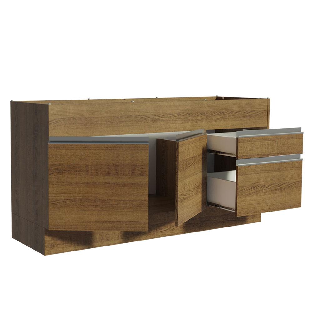 Balcão de Pia Armário de Cozinha 150 cm 2 Portas e 2 Gavetas (Sem Tampo e Pia) Rustic Glamy Madesa