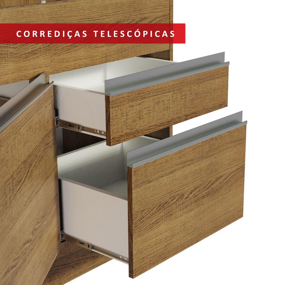 Balcão de Pia Armário de Cozinha 150 cm 2 Portas e 2 Gavetas (Sem Tampo e Pia) Rustic Glamy Madesa