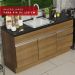 Balcão de Pia Armário de Cozinha 150 cm 2 Portas e 2 Gavetas (Sem Tampo e Pia) Rustic Glamy Madesa