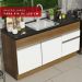 Balcão de Pia Armário de Cozinha 150 cm 2 Portas e 2 Gavetas (Sem Tampo e Pia) Rustic/Branco Glamy Madesa
