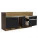 Balcão de Pia Armário de Cozinha 150 cm 2 Portas e 2 Gavetas (Sem Tampo e Pia) Rustic/Preto Glamy Madesa