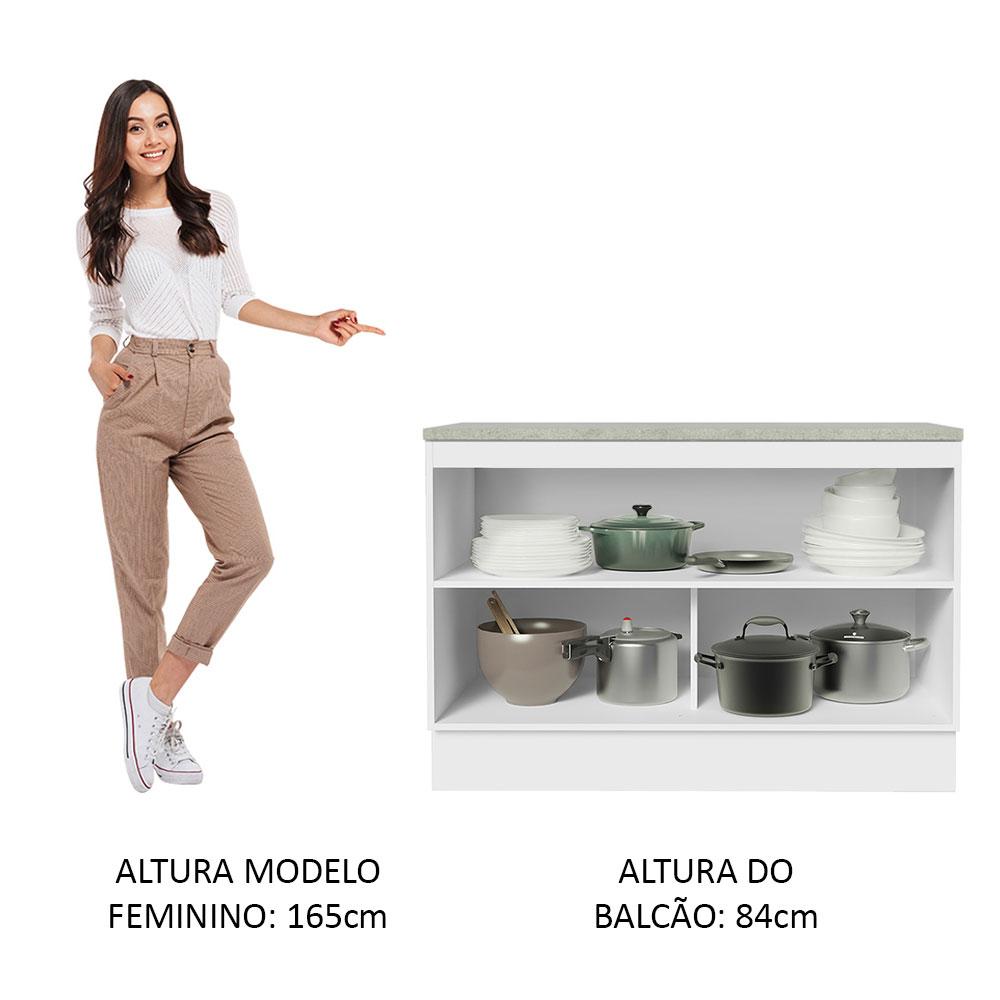 Balcão de Pia Armário de Cozinha 2 Portas (Com Tampo) Branco Agata Madesa