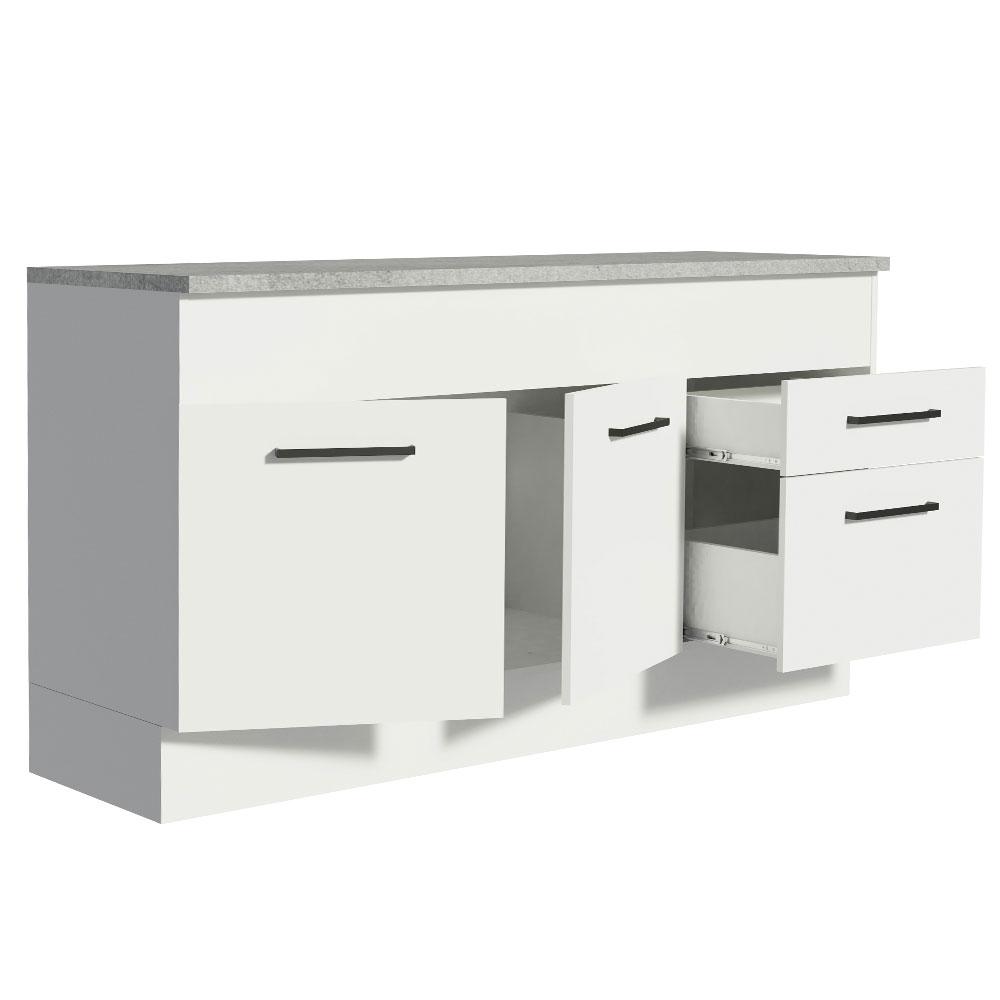 Balcão de Pia Cozinha 150 cm 2 Portas e 2 Gavetas (Com Tampo) Branco Agata Madesa