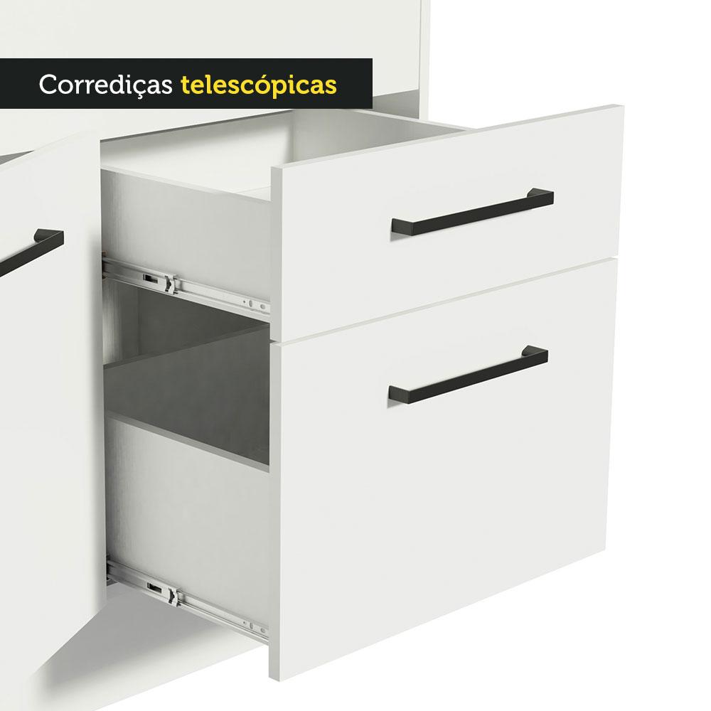 Balcão de Pia Cozinha 150 cm 2 Portas e 2 Gavetas (Com Tampo) Branco Agata Madesa