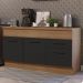 Balcão de Pia Cozinha 150 cm 2 Portas e 2 Gavetas (Com Tampo) Rustic/Preto Agata Madesa