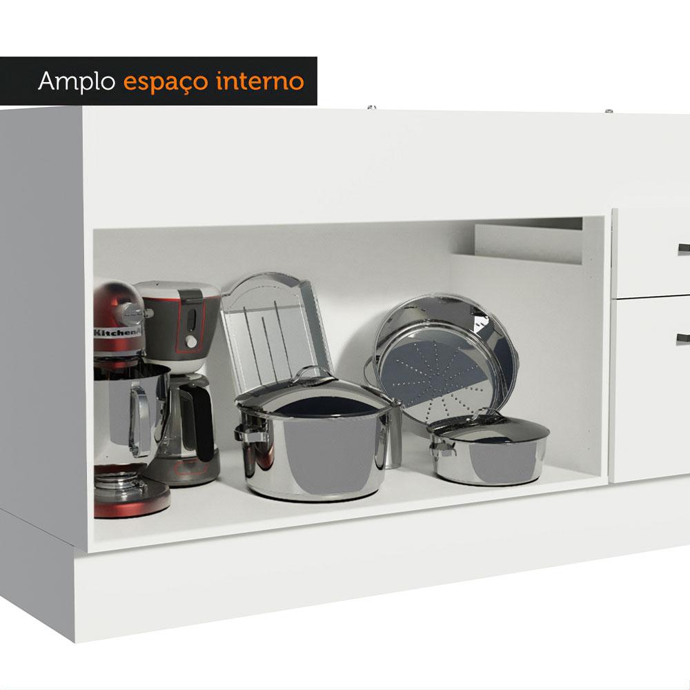 Balcão de Pia Cozinha 150 cm 2 Portas e 2 Gavetas (Sem Tampo e Pia) Branco Agata Madesa