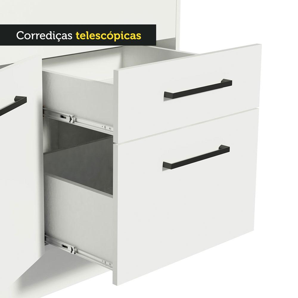 Balcão de Pia Cozinha 150 cm 2 Portas e 2 Gavetas (Sem Tampo e Pia) Branco Agata Madesa