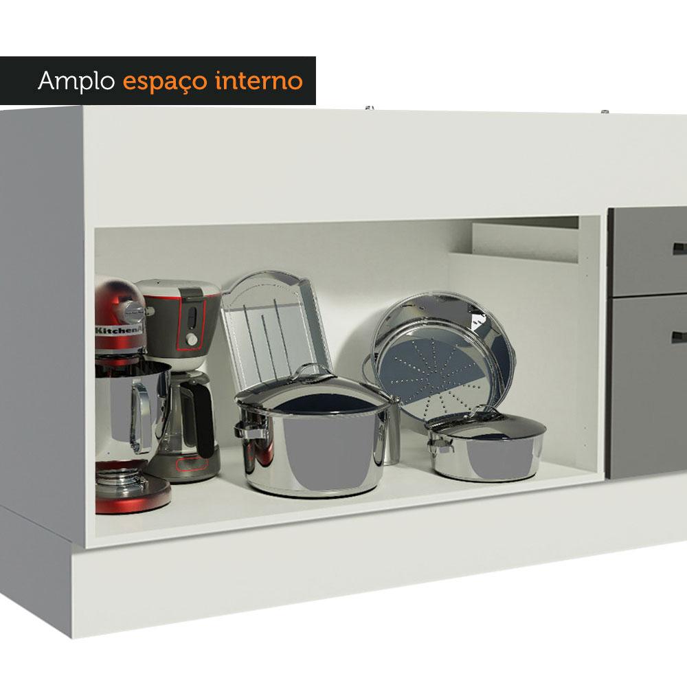 Balcão de Pia Cozinha 150 cm 2 Portas e 2 Gavetas (Sem Tampo e Pia) Branco/Cinza Agata Madesa