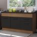 Balcão de Pia Cozinha 150 cm 2 Portas e 2 Gavetas (Sem Tampo e Pia) Rustic/Preto Agata Madesa