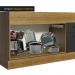 Balcão de Pia Cozinha 150 cm 2 Portas e 2 Gavetas (Sem Tampo e Pia) Rustic/Preto Agata Madesa