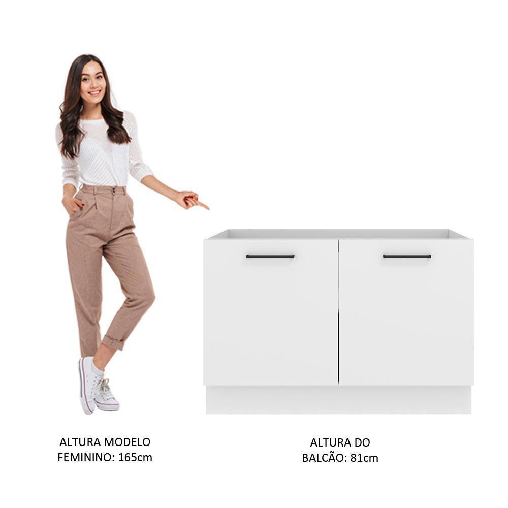 Balcão de Pia Cozinha 2 Portas Branco Agata Madesa