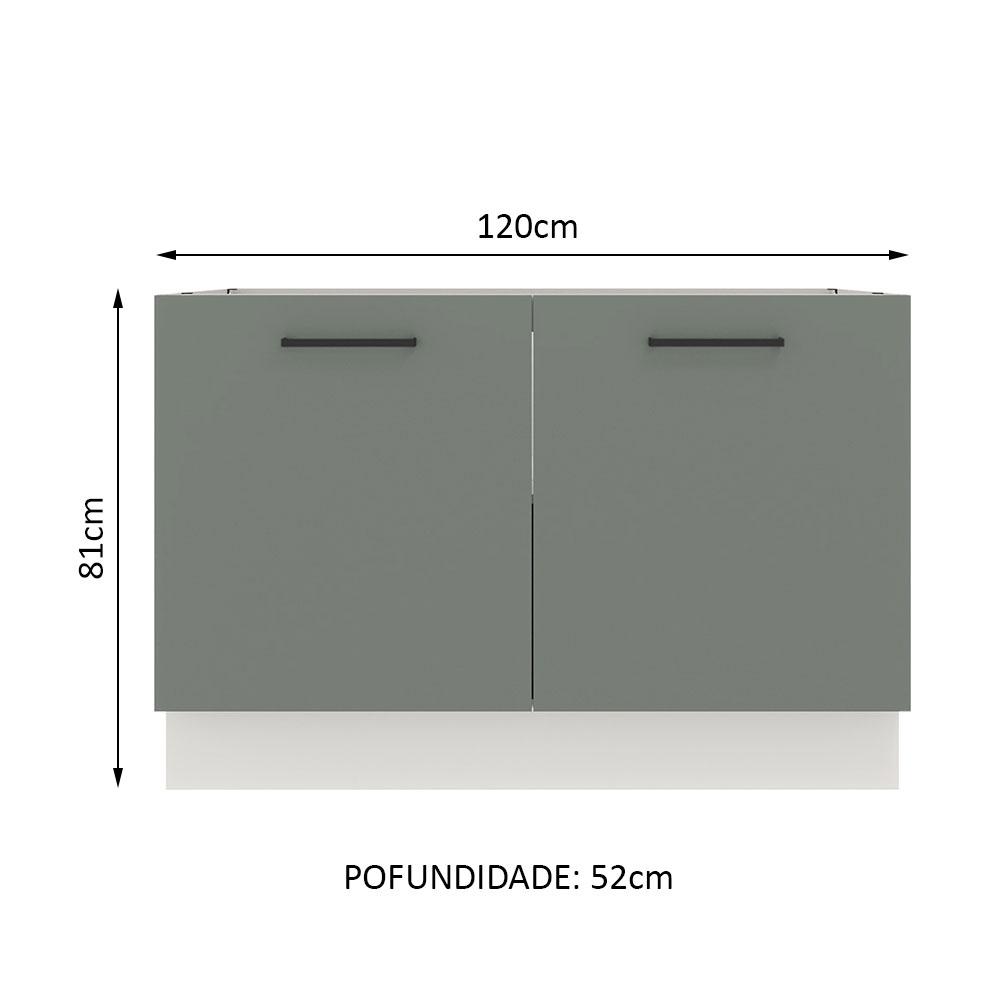 Balcão de Pia Cozinha 2 Portas Branco/Cinza Agata Madesa