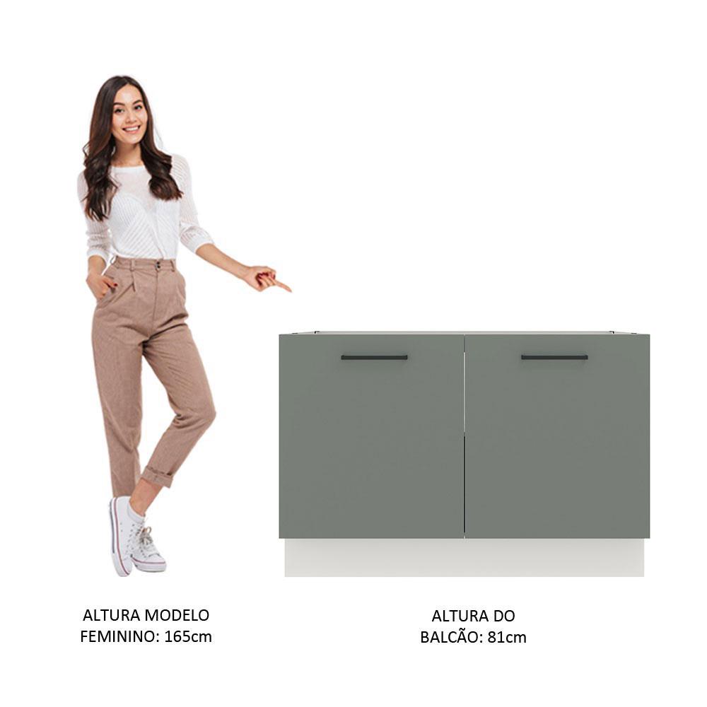 Balcão de Pia Cozinha 2 Portas Branco/Cinza Agata Madesa