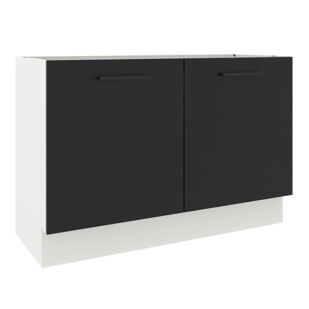 Balcão de Pia Cozinha 2 Portas Branco/Preto Agata Madesa
