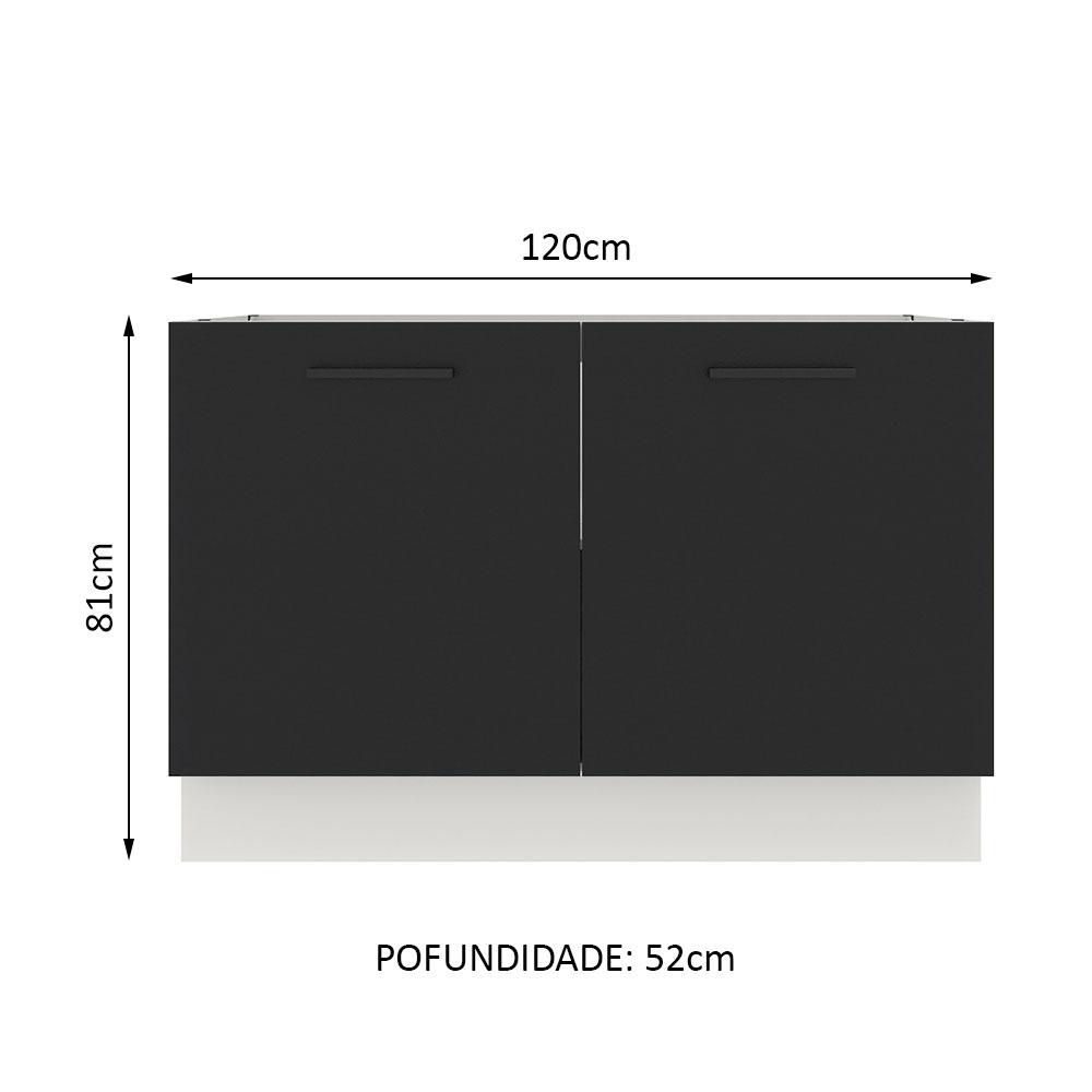 Balcão de Pia Cozinha 2 Portas Branco/Preto Agata Madesa