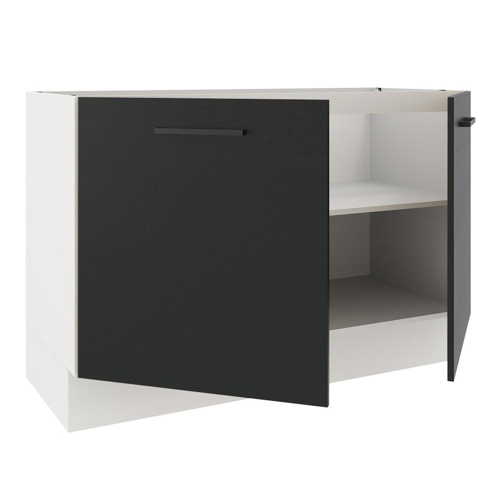 Balcão de Pia Cozinha 2 Portas Branco/Preto Agata Madesa