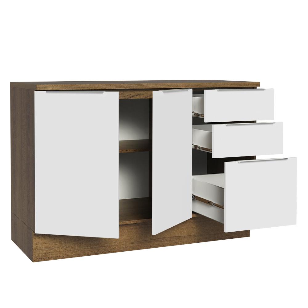 Balcão de Pia Cozinha 2 Portas e 3 Gavetas (Com Tampo) Rustic/Branco Stella Madesa