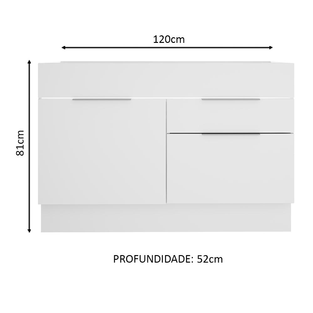 Balcão de Pia Madesa Stella 1 Porta e 2 Gavetas - Branco